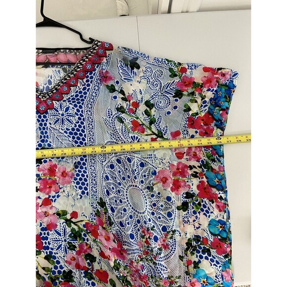 Sakkas Caftan Coverup Dress O/S Laisson Flowy Hi-Low/Top Rhinestone Boxy V-Neck - Picture 9 of 12